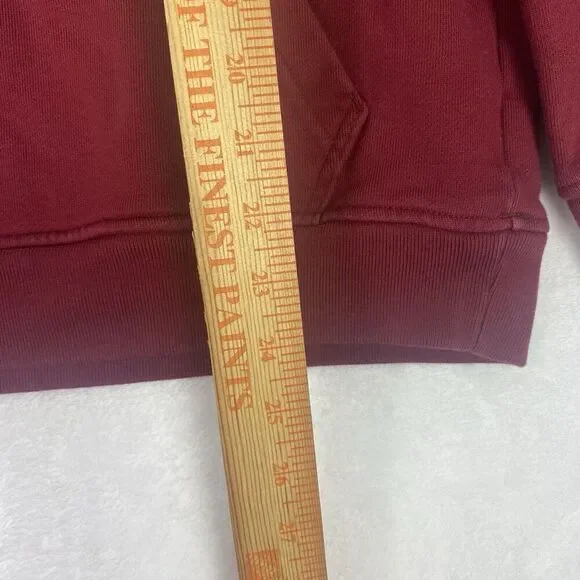 Adidas Sweater Mens Medium Burgundy Red Hoodie Logo Pullover Sweatshirt Casual - Picture 8 of 10